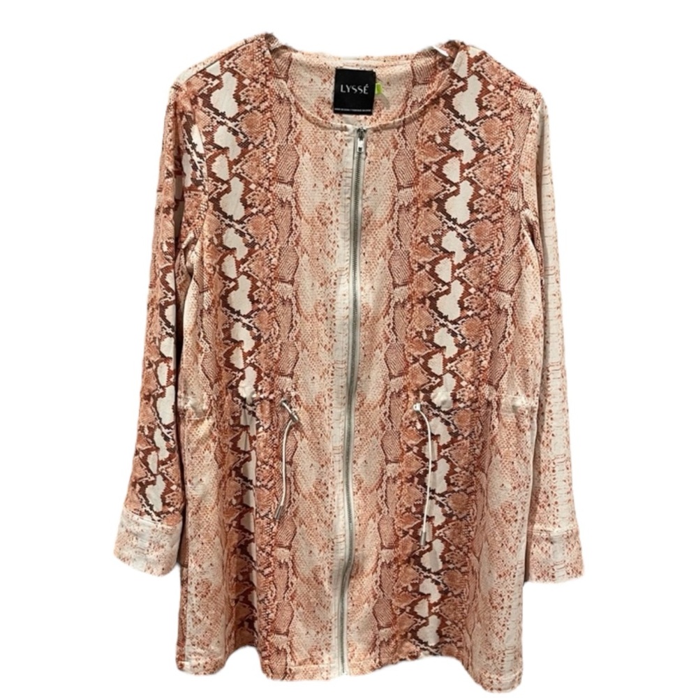 LYSSE Snake Print Long Jacket in Python Orange Si… - image 1